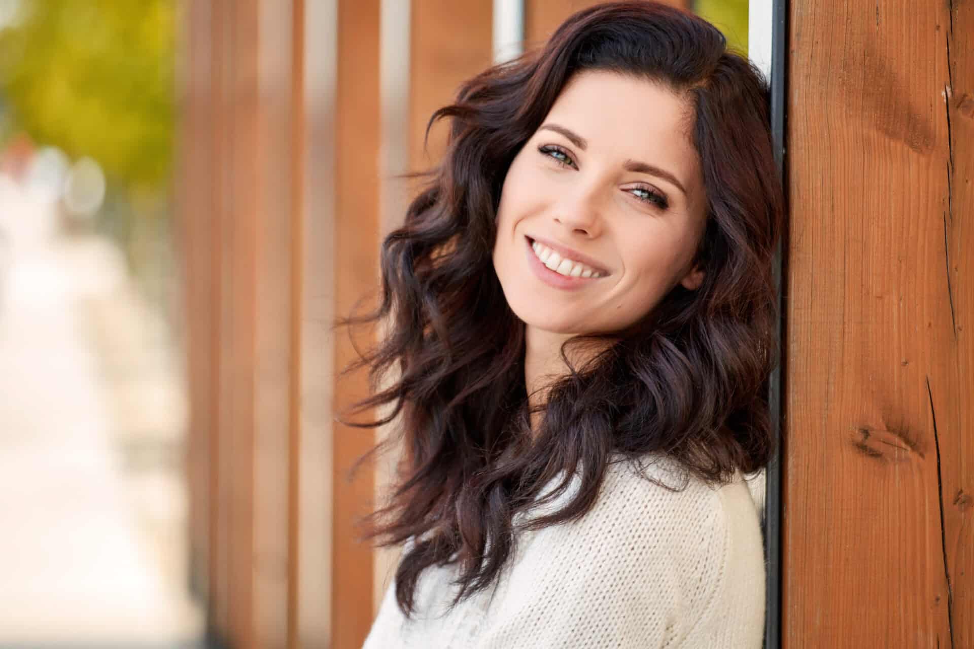 beautiful smiling woman in the park